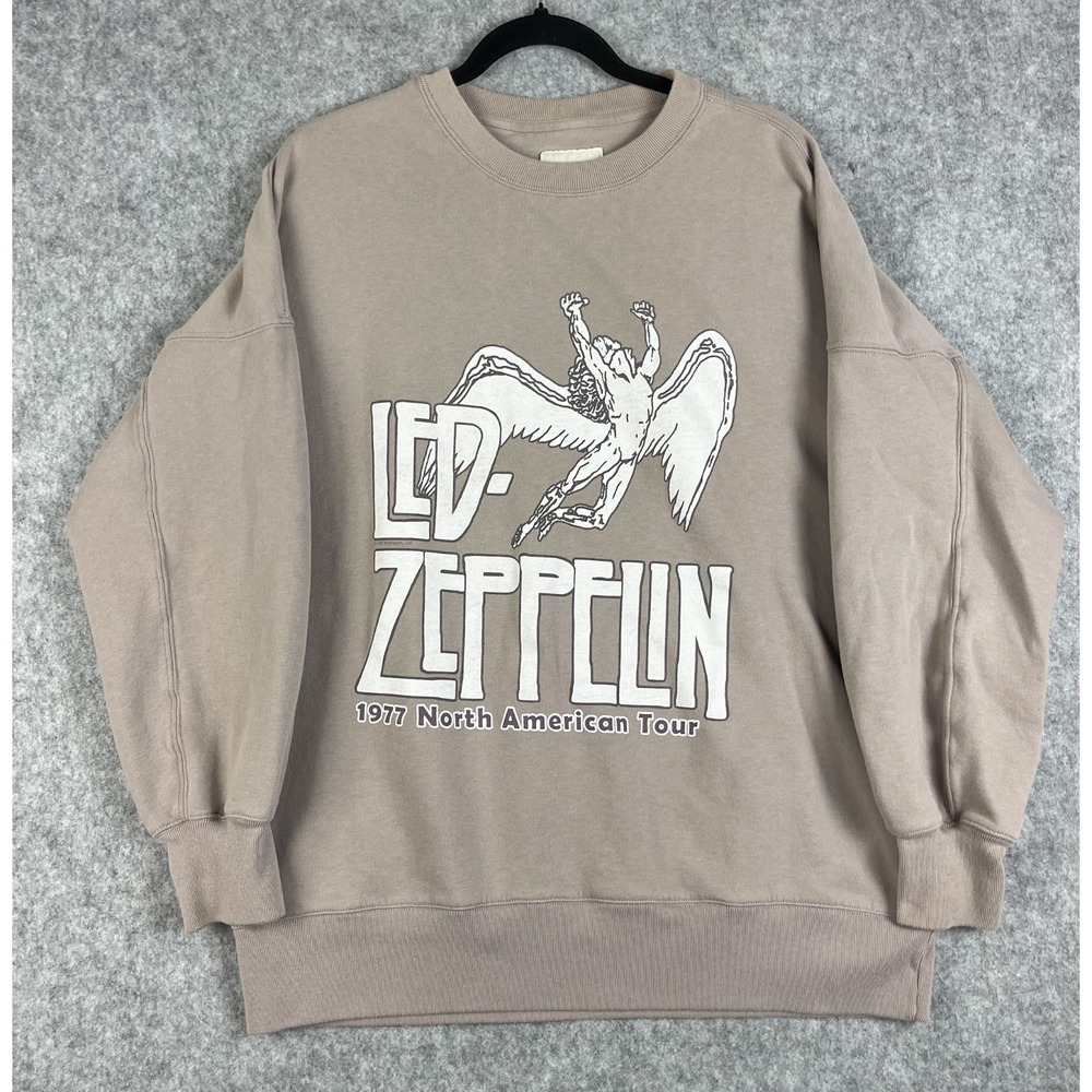 Abercrombie Fitch Led Zeppelin Sweatshirt Womens Large Taupe Soft Cozy Relaxed